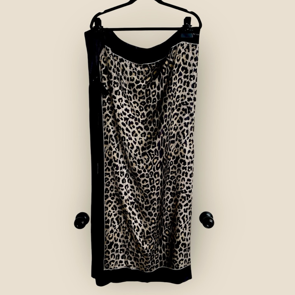 HUGE AllSaints leopard animal print BROWN silk scarf wrap shawl NWT $150 - Picture 5 of 7
